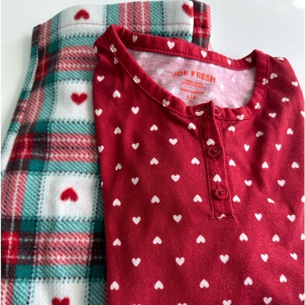 Girls fleece combo red hearts PJ set size 6Y by Joe Fresh